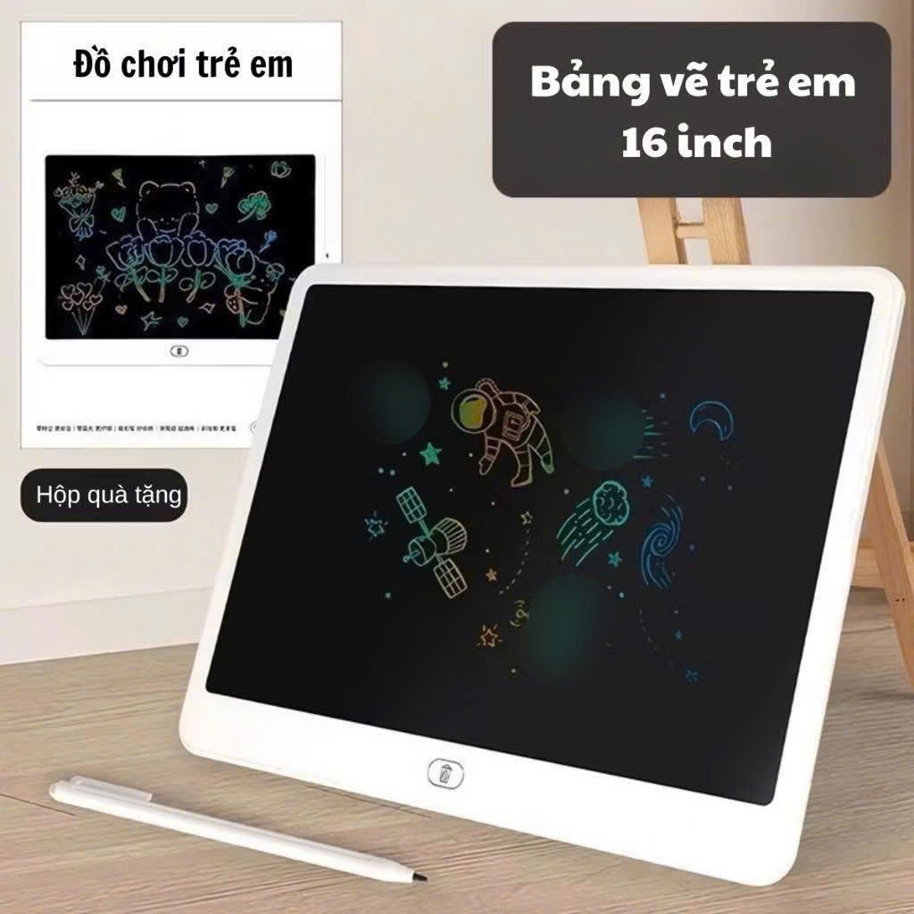 BẢNG LCD ĐIỆN TỬ 3D TỰ XÓA 16INCH SIZE TO ĐA SẮC CHO BÉ VUI NGỊCH