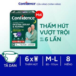 Combo 6 Tã dán ngưới lớn Confidence Thấm Hút Vượt Trội & Khô Thoáng M-L 8M/L-XL 7M