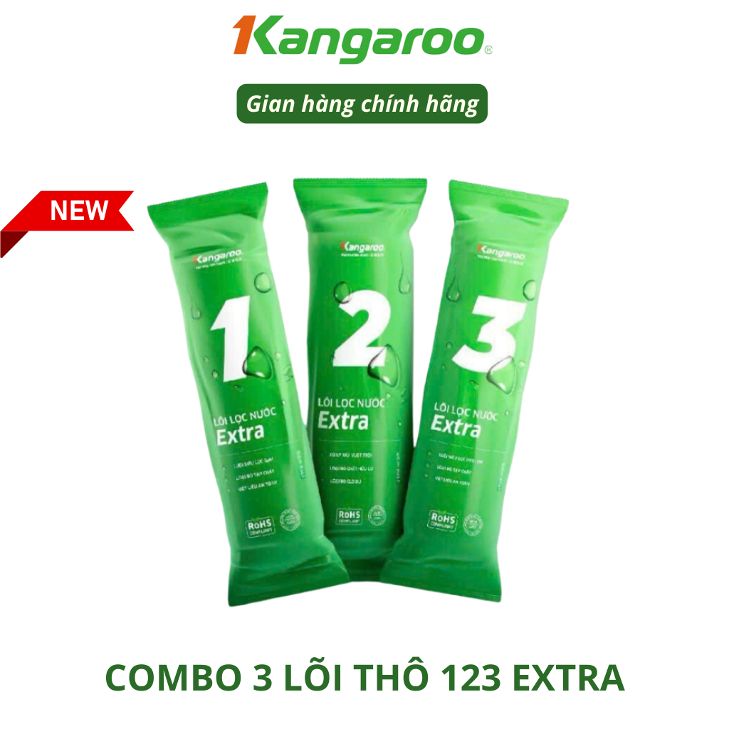 Combo 10 Lõi Lọc Nước Kangaroo Model KG10A3 Gồm 123 RO50GPD Nano Ceramic Alkaline Maifan ORP 5in1+ Hàng Chính Hãng
