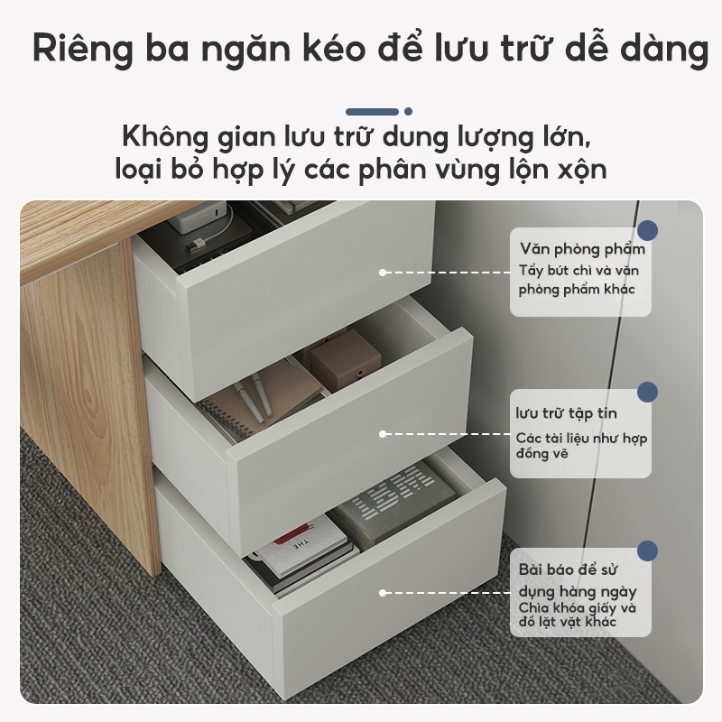 HUHU bàn làm việc máy tính hiện đại kèm tủ lưu trữ đa năng phù hợp văn phòng và phòng học - ảnh 5