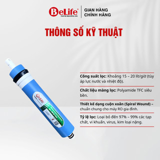 Màng lọc nước Ro Belife xanh lõi số 4 dùng cho máy lọc nước gia đình, loại bỏ tạp chất & kim loại nặng