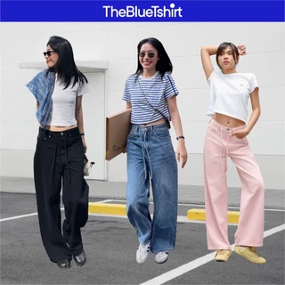 [TẶNG KHĂN 199K] TheBlueTshirt - Quần jeans ống rộng phom loose fit phối dây cho nữ - Daughter Jeans - Women