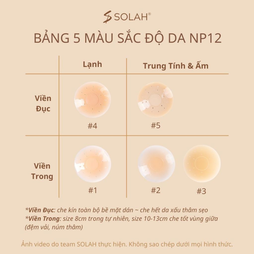 Miếng Dán Ngực Nữ Silicone SOLAH Núm Không Gel Có Lỗ Hạt Vừng Chống Mồ Hôi 6 Màu Biển Du Lịch NP12