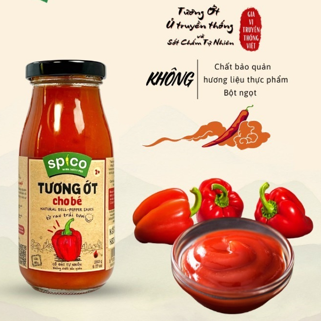 Tương Ớt Không Cay SPICO Tương Cà Cô Đặc Tự Nhiên Ketchup Cho Bé Từ 2 Tuổi Không Chất Bảo Quản
