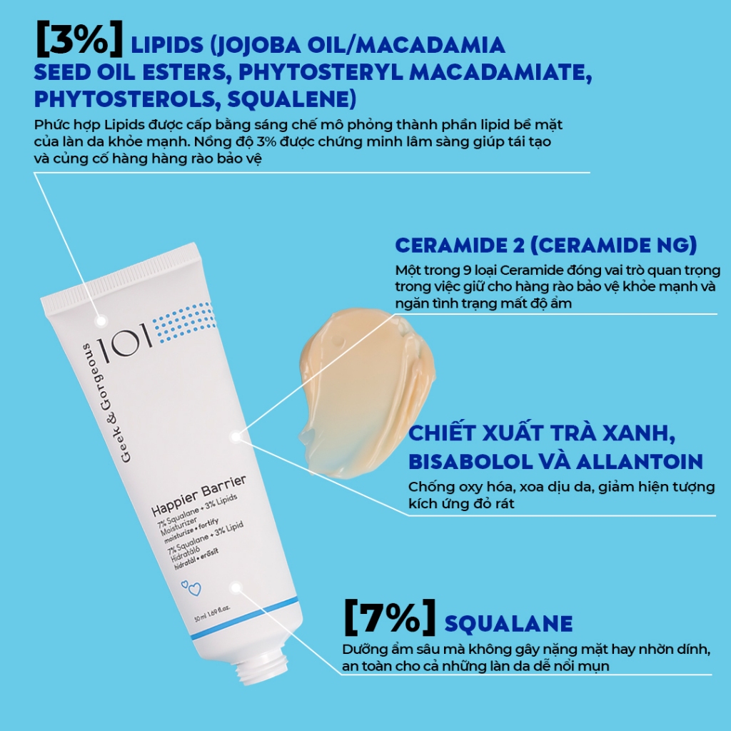 [cty] Kem Dưỡng Phục Hồi, Bảo Vệ Da Geek&Gorgeous Happier Barrier 50ml