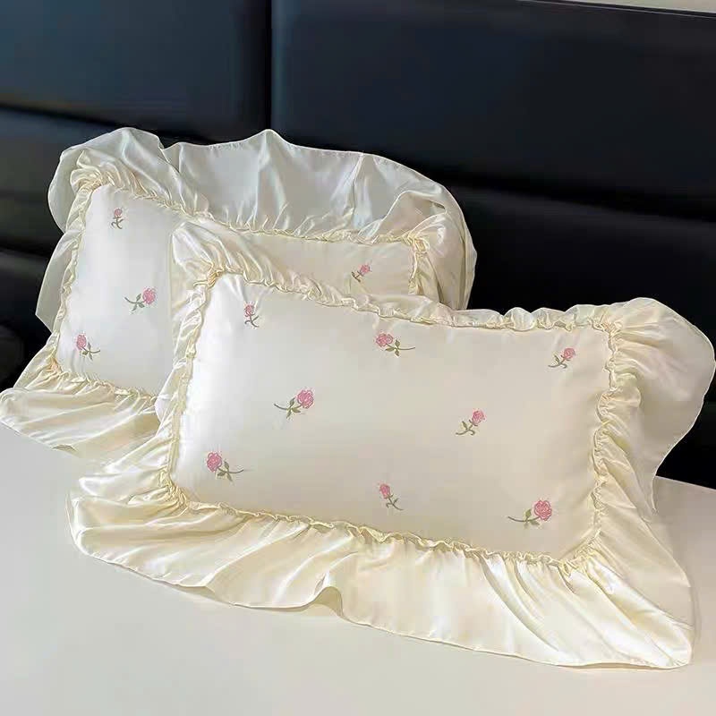 (ST373)Bộ Chăn Ga Gối Tiểu Thư Viền Bèo Xinh Xắn Chất Vải Mềm Mượt,Thoáng Khí - Memminbedding Luxury