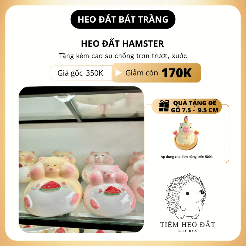 Heo đất hamster Bát Tràng siêu dễ thương - Tiết kiệm tiền, quà tặng decor độc đáo