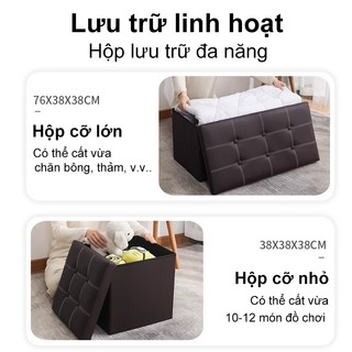 Ghế đôn đựng đồ hộp đựng đồ Đồ Đa Năng 2 Trong 1 Có Gấp Gọn Vừa Để Đồ Vừa Ngồi Tiết Kiệm Không Gian