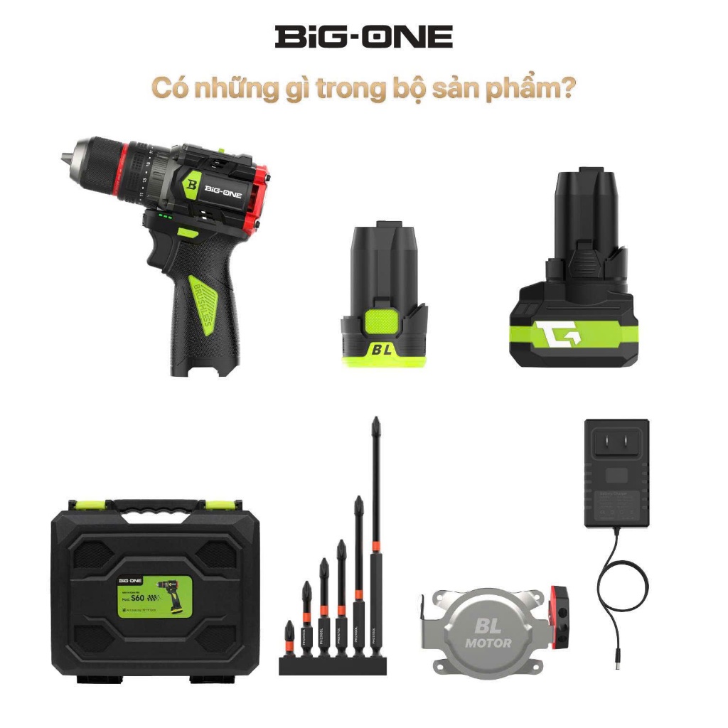 Máy Khoan Pin 4 Cell 16,8V Big ONE S60 Không Chổi Than Đầu Kẹp 10mm ...