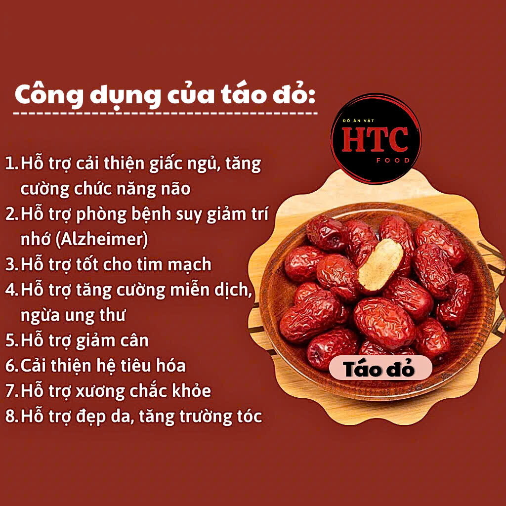 Táo đỏ Tân Cương size đại loại 1 dẻo mềm ngọt quả to giúp làm đẹp da, giảm cân, hoa quả sấy HTC Food