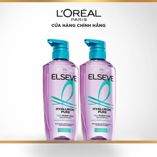 Bộ đôi dầu gội nhẹ bồng tóc 72H HA Moist da đầu khô hoặc Pure da đầu dầu L'Oreal Paris 620mlx2