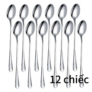 (Giá Sỉ) combo 8/12 Muỗng Sinh Tố Inox Dài 23cm Thìa Cà Phê Thép Không Rỉ