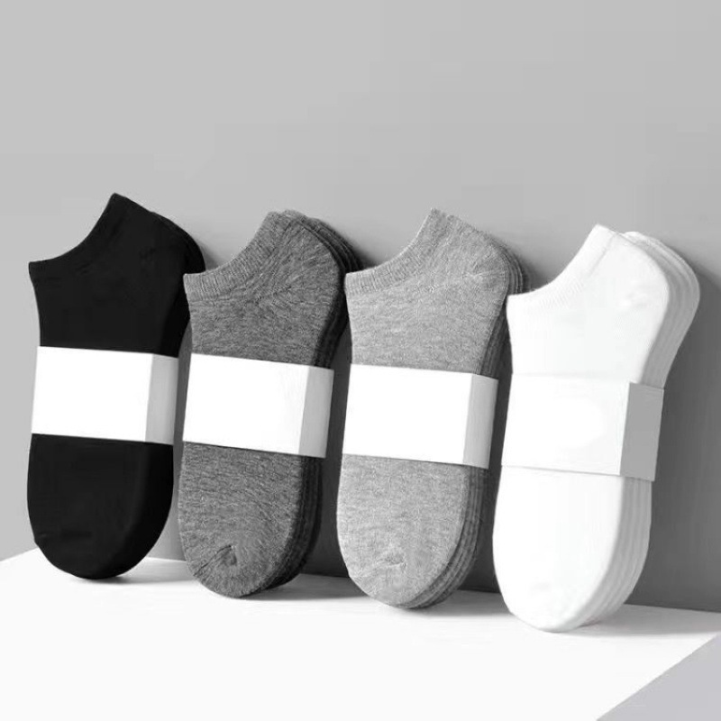 Tất nam nữ cổ ngắn, vớ nam 4 màu trơn cơ bản chất liệu cotton khử mùi kháng khuẩn