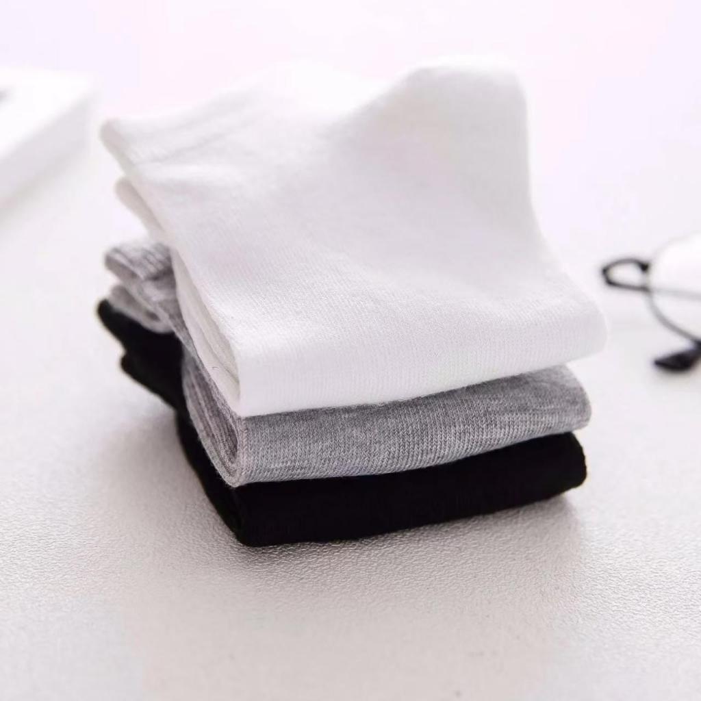 Tất nam nữ cổ ngắn, vớ nam 4 màu trơn cơ bản chất liệu cotton khử mùi kháng khuẩn