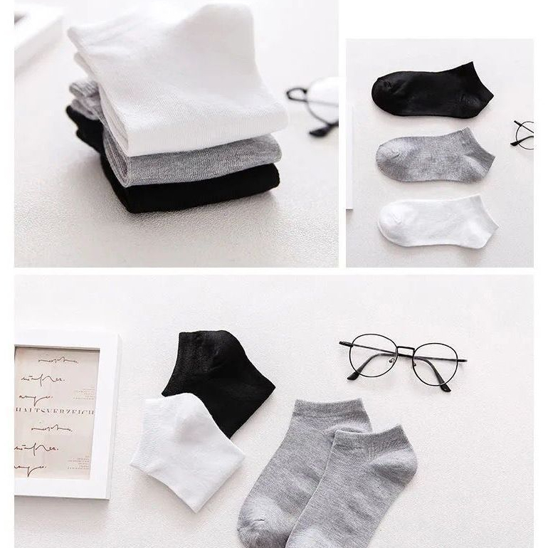 Tất nam nữ cổ ngắn, vớ nam 4 màu trơn cơ bản chất liệu cotton khử mùi kháng khuẩn