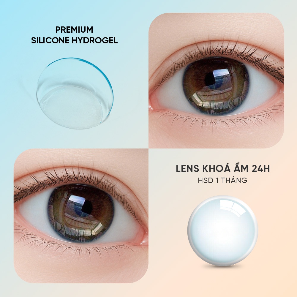 [1 Chiếc] Kính áp tròng khoá ẩm 24H 1 Tháng Màu Trong Suốt CARASE, Lens cận Clear (1 bên mắt)