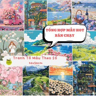 [HỎA TỐC] Tranh tô màu theo số, tranh số hóa MẪU HOT - BÁN CHẠY, đã căng khung 40x50cm