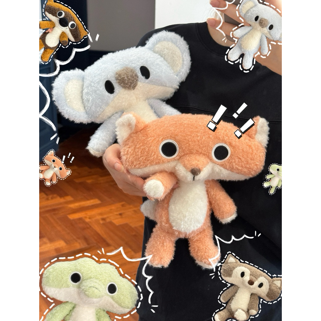 Gấu Thú Bông Mặt Vuông Hề Hước Cáo Mèo Puppy Cún Chó Chồn Sói Koala Lông Xù Siêu Mềm Mịn Siêu Dễ Thương