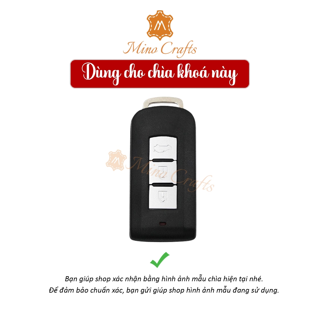 Mino Crafts - Bao Da Chìa Khóa MITSUBISHI Xpander Xforce Attrage Outlander, Chế tác thủ công, Da bò