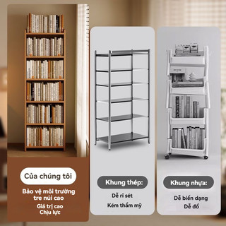 Giá sách Kệ sách đứng tủ sách gia đình, giá lưu trữ phòng khách, tủ sách nhỏ phòng ngủ đa tầng Không có tấm cửa