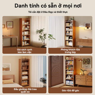 Giá sách Kệ sách đứng tủ sách gia đình, giá lưu trữ phòng khách, tủ sách nhỏ phòng ngủ đa tầng Không có tấm cửa