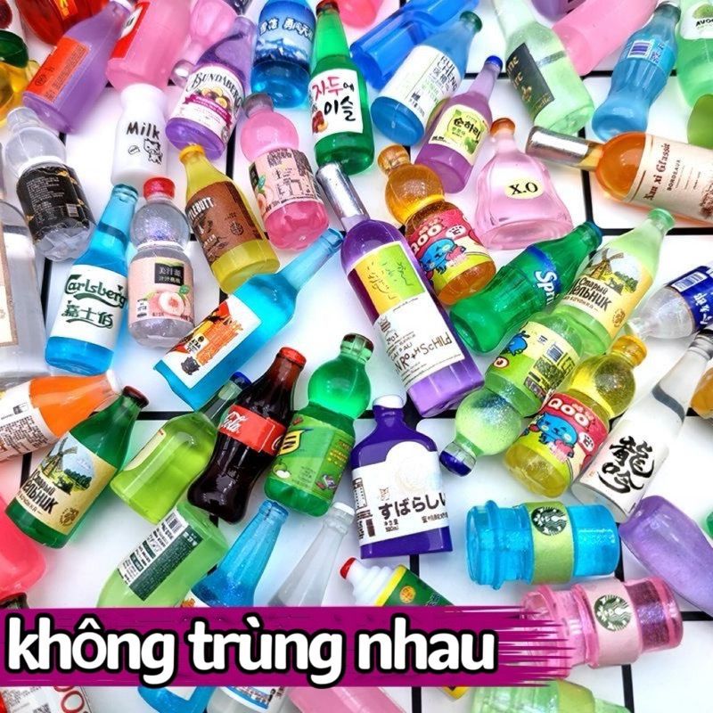Chai Nước Đồ Ăn Mini Charm DIY Làm Đồ Handmade Đồ Chơi Nhà Mini Đồ Chơi Búp Bê
