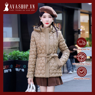 Áo Khoác Phao Cotton Dáng Ngắn Trùm Đầu AK37