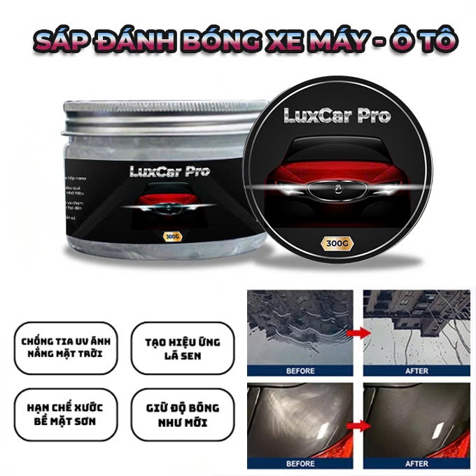 Sáp Đánh Bóng Xe Ô Tô Xe Máy Luxcar Pro 300g – Phủ Bóng, Chống Xước, Bảo Vệ Sơn Xe Cao Cấp