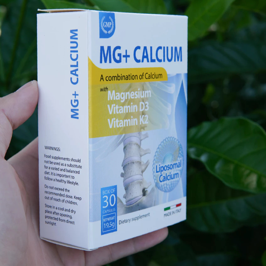 Canxi MG+ Calcium Canxi Sinh Học Lipocal Dành Cho Phụ Nữ Có Thai, Trẻ Đang Phát Triển, Người Loãng Xương (30V) - Italy