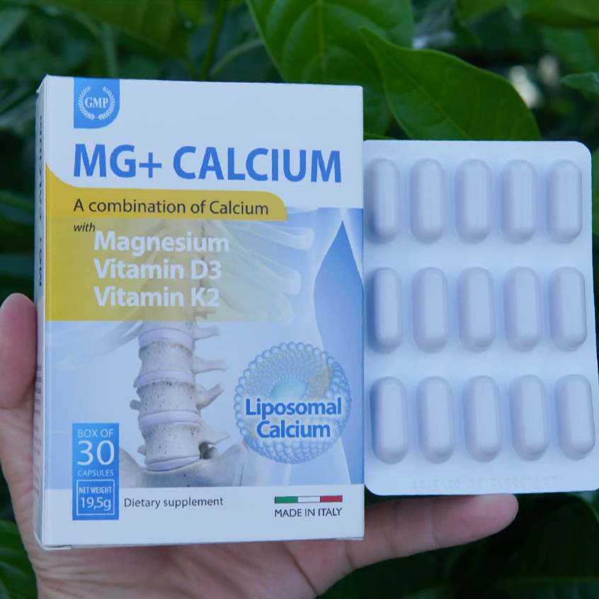 Canxi MG+ Calcium Canxi Sinh Học Lipocal Dành Cho Phụ Nữ Có Thai, Trẻ Đang Phát Triển, Người Loãng Xương (30V) - Italy