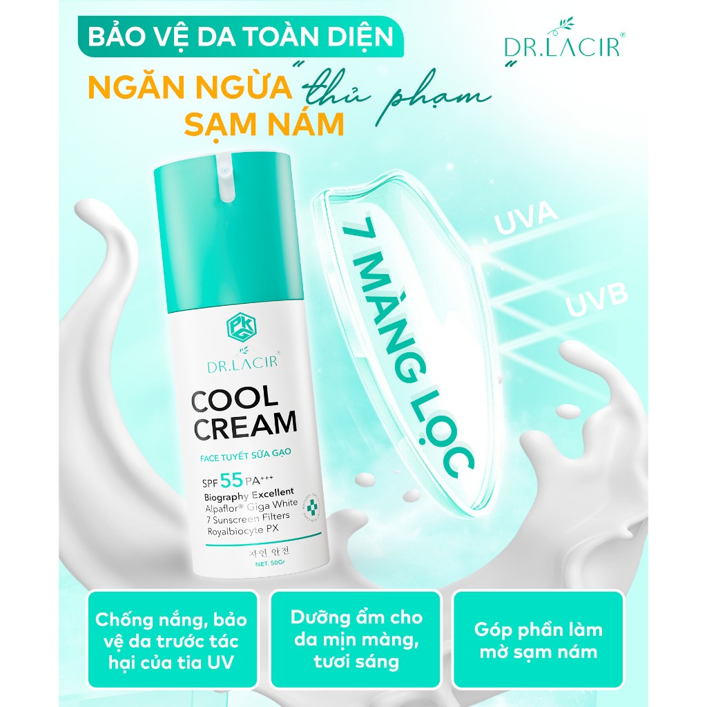 Kem Face Lạnh Cool Cream DR.LACIR Dưỡng Da Chống Nắng Hộp 50g