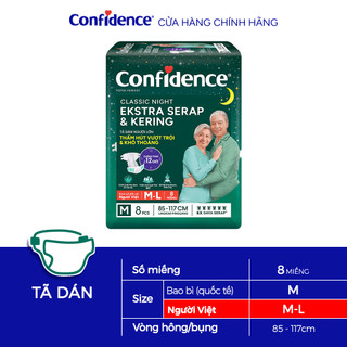 Combo 2 & Tã dán ngưới lớn Confidence Thấm Hút Vượt Trội & Khô Thoáng M L 8 miếng