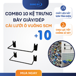 Combo 10 kệ trưng bày giày/dép cài lưới ô vuông <= 5cm,kích thước 10x18cm