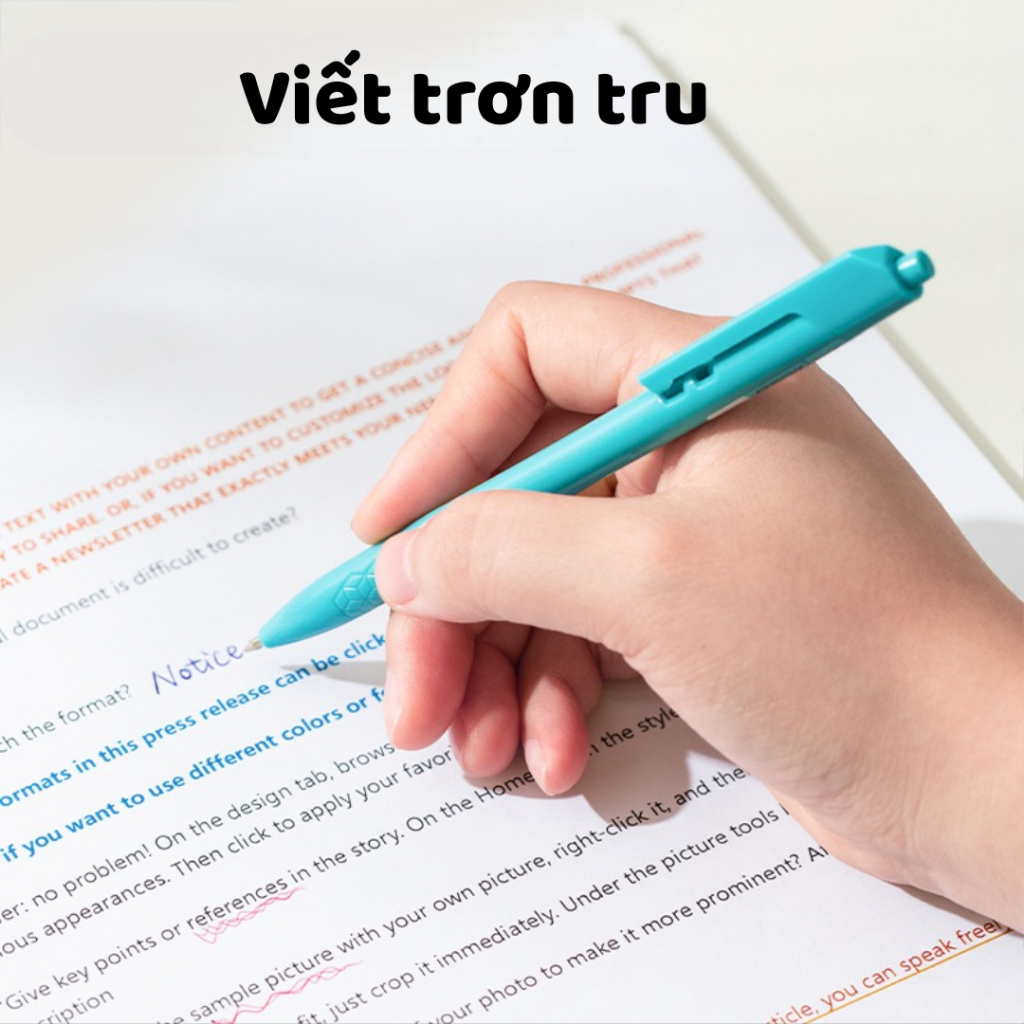 Hộp 12 Bút Bi Bấm Deli Văn Phòng Mực Xanh Đen Giá Rẻ Chất Lượng Ngòi 0.7mm Viết Đều Trơn Tru Học Sinh