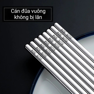 Bộ 5 đôi đũa inox SUS 304 chống trơn trượt cao cấp phong cách Hàn Quốc