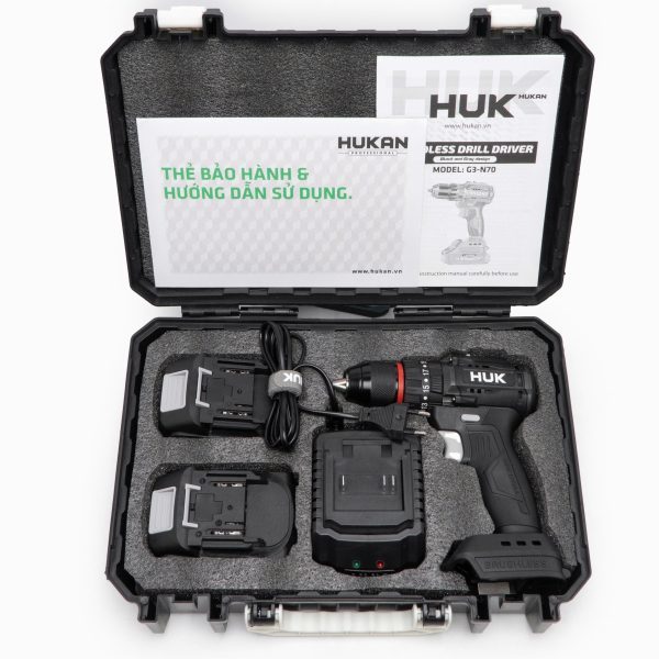 Máy Khoan (GEN3) HUKAN G3-N70|  21V - Lực Siết 70Nm|Động Cơ Không Chổi Than| Tính Năng Tạo Xung, Chống Lật Cổ Tay