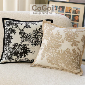 Gối Tựa Lưng Sofa Họa Tiết Cây Vintage – Vải Dệt Cao Cấp, Trang Trí Phòng Khách Sang Trọng 45x45cm