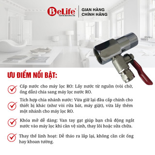 Bộ khóa cấp nước đầu vào cho máy lọc nước Ro phi 6mm & 10mm dễ lắp đặt, chống rò rỉ