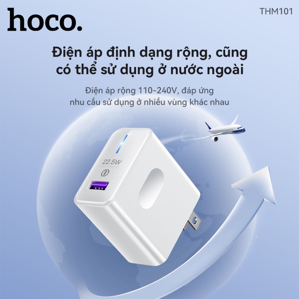 Củ sạc nhanh 22,5W  hoco THM101 cổng USB