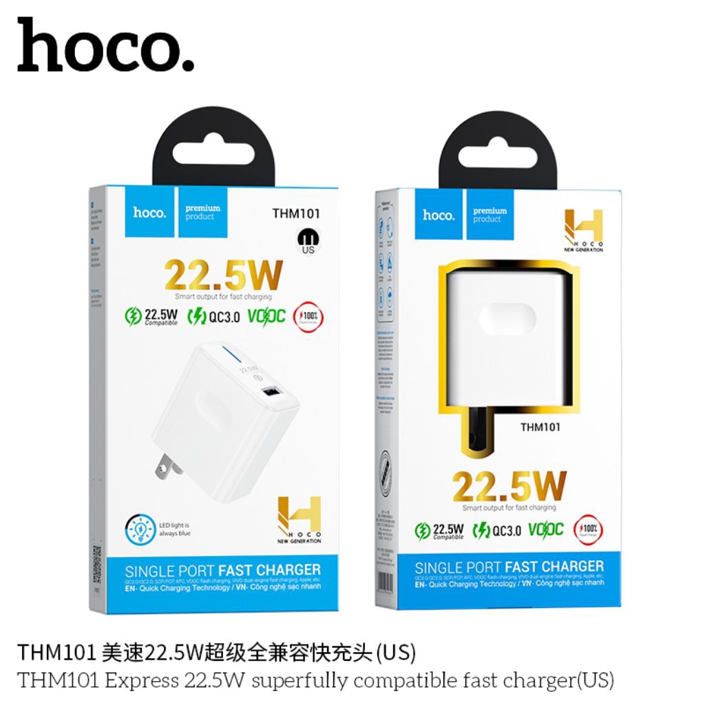 Củ sạc nhanh 22,5W  hoco THM101 cổng USB