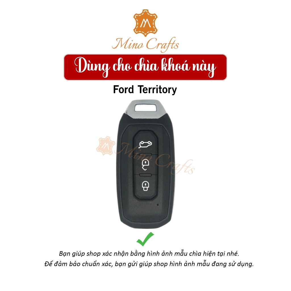 Bao da chìa khóa Ford Territory - Bao da chìa khóa thủ công - Da bò thật - Khắc tên - Nhiều màu sắc