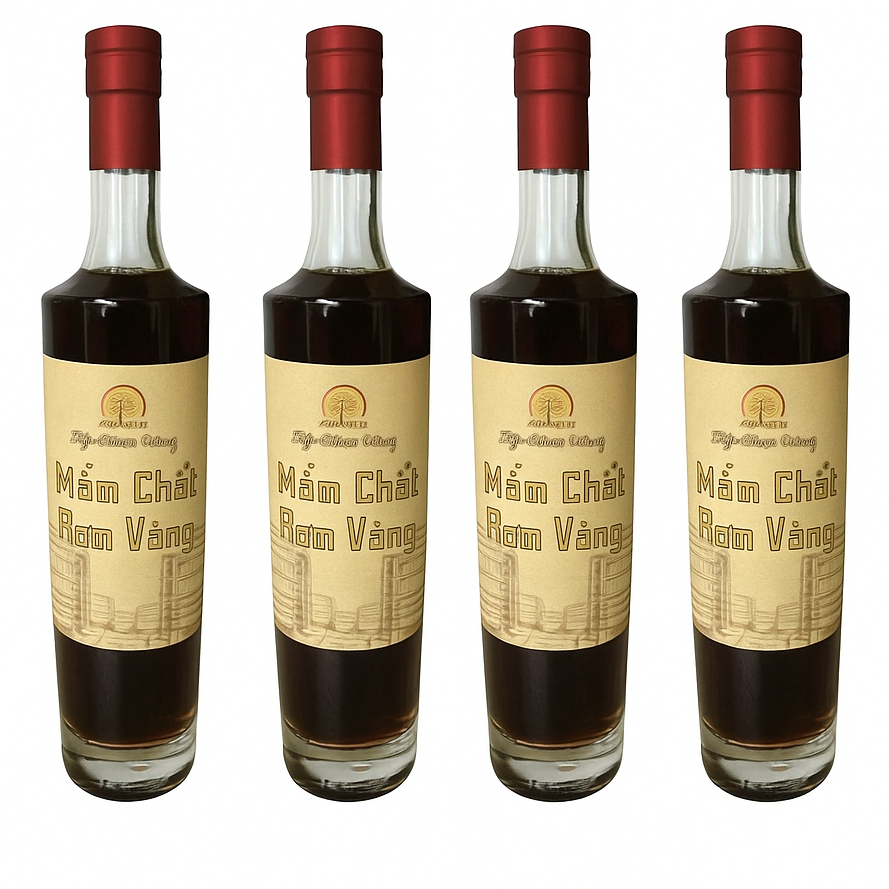 Combo 4 chai Mắm Chắt Rơm Vàng 500ml – Nước Mắm Nguyên Chất, Ngon Đậm Vị, An Toàn Cho Cả Gia Đình