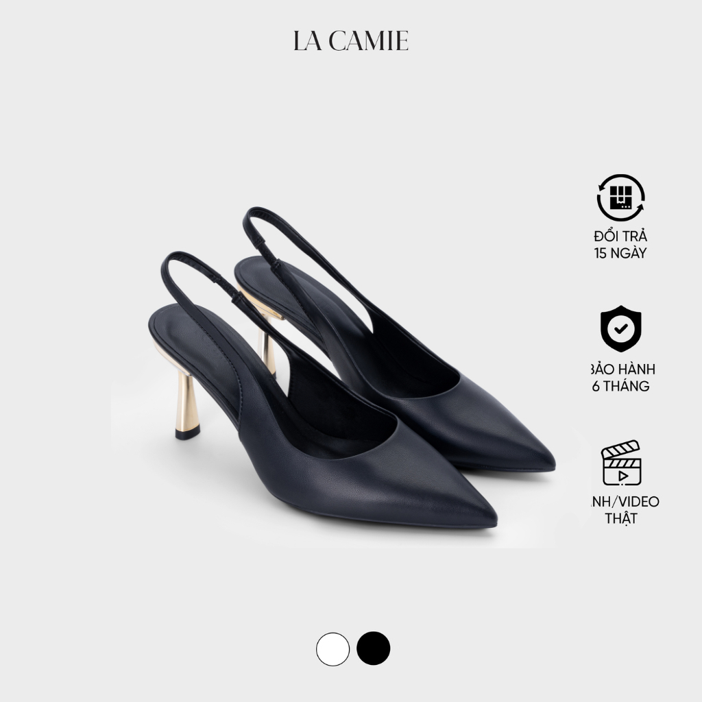 Giày cao gót mũi nhọn kim loại thanh thoát nữ tính chất liệu da thương hiệu LaCamie GC5B0106