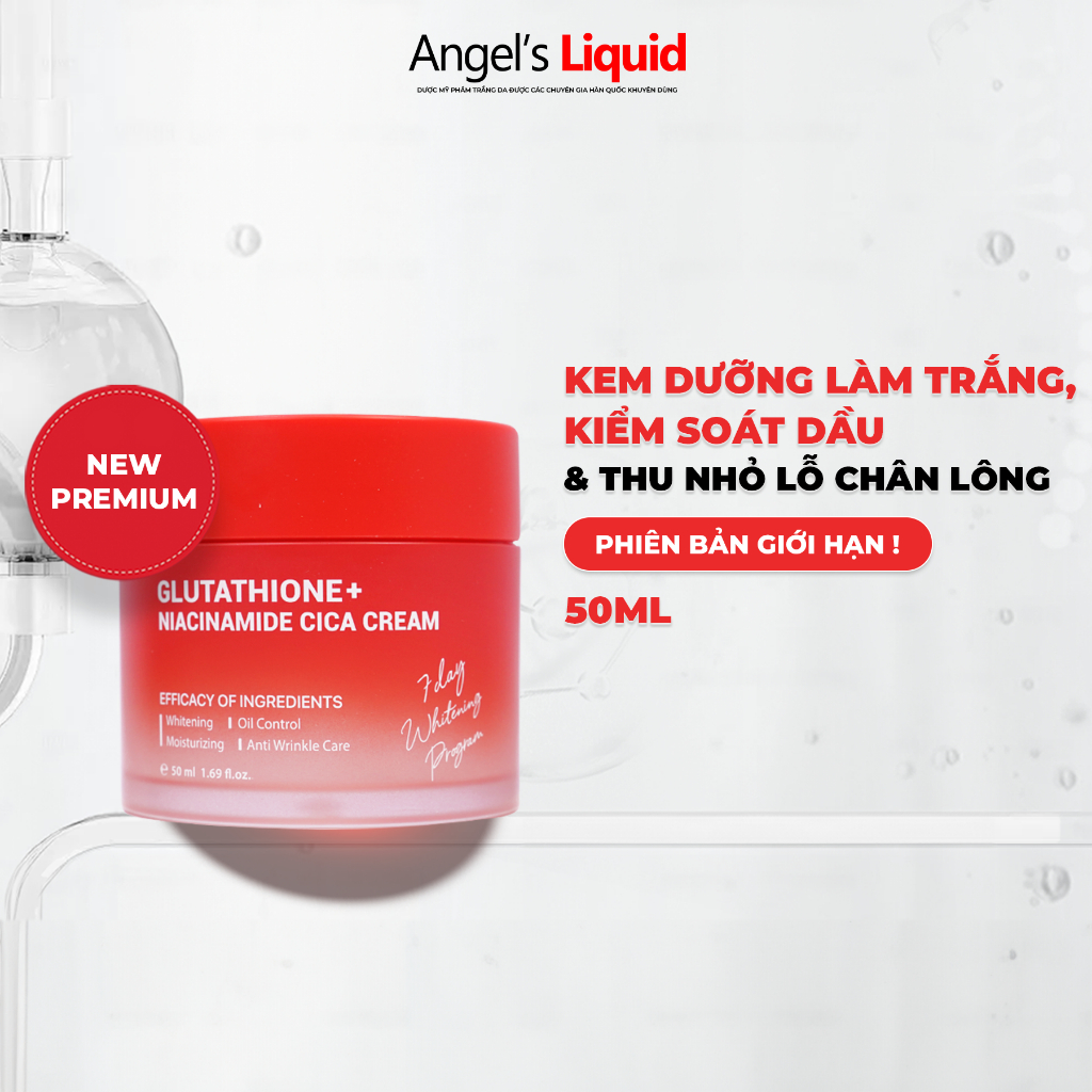 Kem Làm Trắng, Kiểm Soát Dầu, Nhỏ Lỗ Chân Lông Glutathione + Niacinamide CICA Cream 50ml