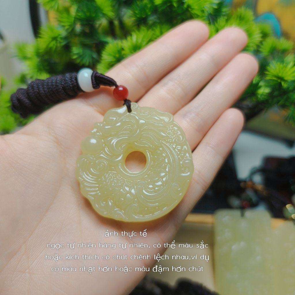 Dây Chuyền Đồng Điếu Long Cát Tường Ngọc Hòa Điền Tự Nhiên ,Giúp Mang Lại Bình An Hút Tài Lộc ,Dành Cho Nam Nữ
