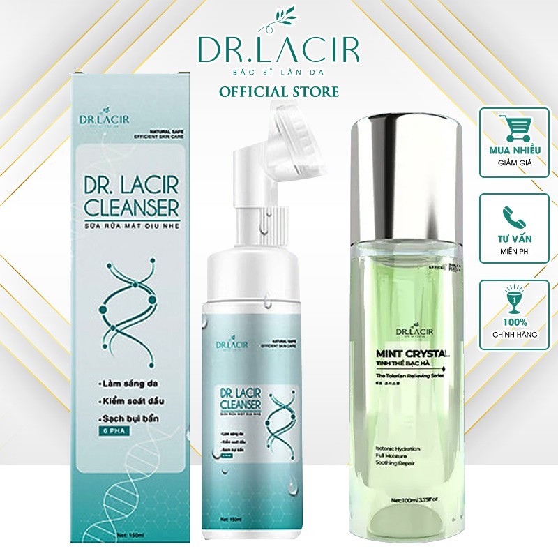 Bộ Chăm Sóc Da Mặt Dr.Lacir DR102 (Sữa Rửa Mặt Kiềm Dầu + Toner Bạc Hà Dưỡng Ẩm)