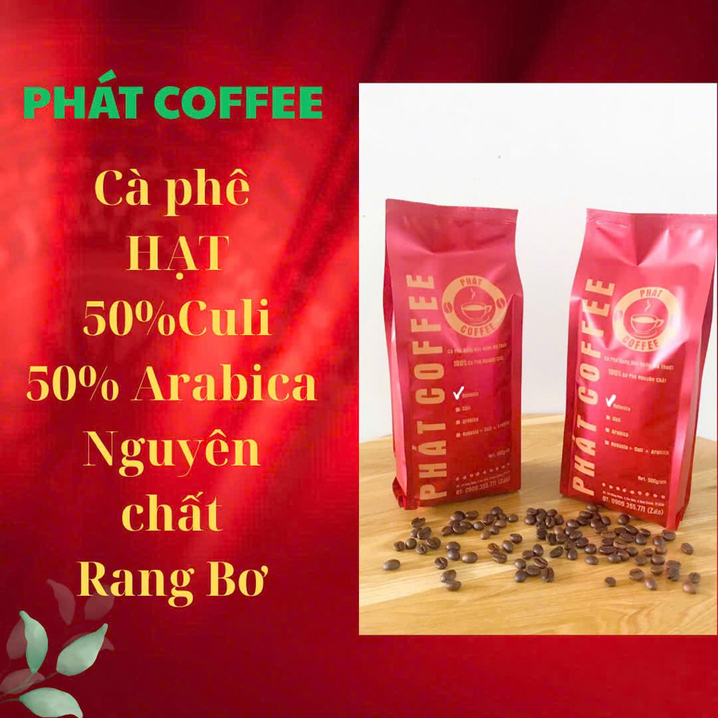 Cà phê giá Sỉ  50% Arabica 50% Culi ( Hạt & Bột)nguyên chất Rang bơ