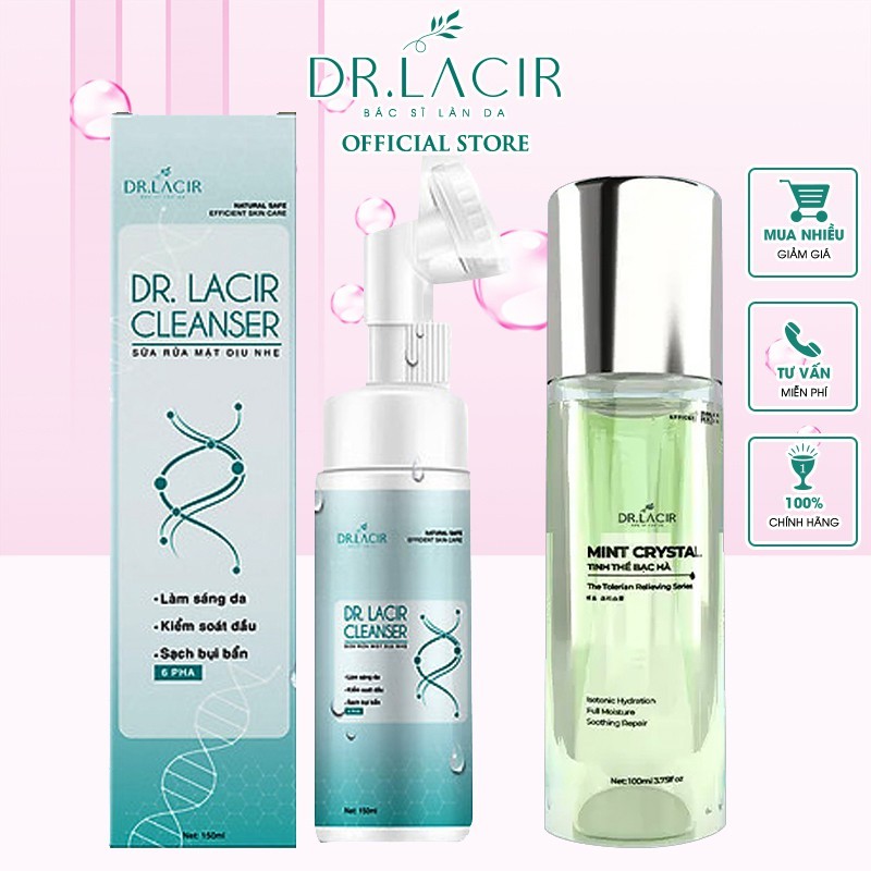 Bộ Chăm Sóc Da Mặt Dr.Lacir DR102 (Sữa Rửa Mặt Kiềm Dầu + Toner Bạc Hà Dưỡng Ẩm)