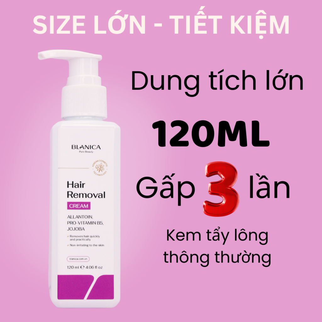 Kem tẩy lông BLANICA Hair Removal Cream tẩy sạch lông vùng kín, tay, chân, nách dịu nhẹ, không đau rát 120g