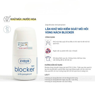 Lăn Khử Mùi Ziaja Blocker Kiểm Soát Mồ Hôi Vùng Nách, Thấm Nhanh, Không Để Lại Vệt Trên Áo 60ml